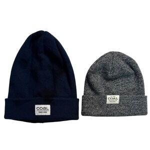 Coal‎ Headwear Beanie Bundle The Uniform Low Grey Marl and Navy Blue Knit Hats